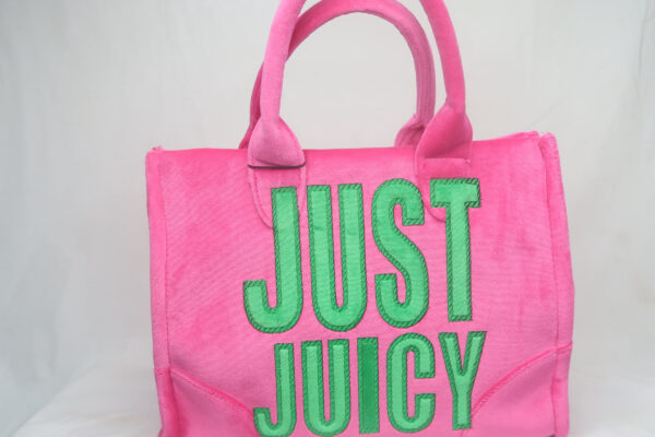 Juicy Couture Velvet Pink & Green Tote Bag - Image 6