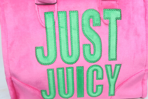 Juicy Couture Velvet Pink & Green Tote Bag - Image 4