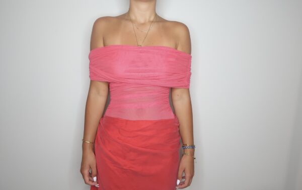 Benni Nico Off Shoulder Mini Watermelon Dress Size 6 - Image 3