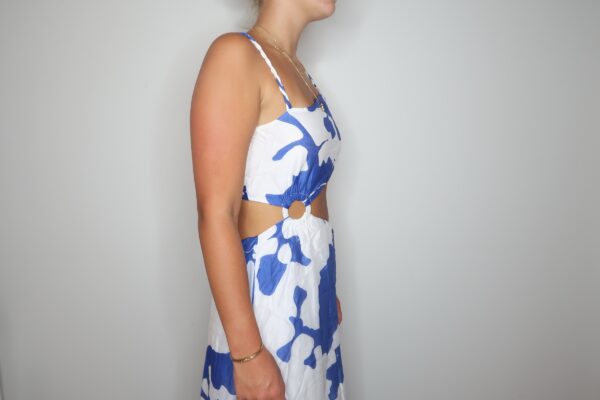 SIR The Label Vivi Asymmetrical Cut Out Dress in Merce Abstract Print - Image 2