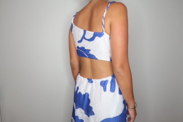 SIR The Label Vivi Asymmetrical Cut Out Dress in Merce Abstract Print - Image 7